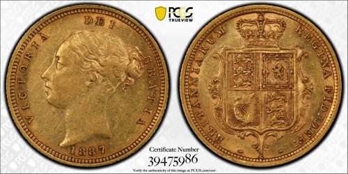 Australia 1887 Sydney Half Sovereign PCGS AU50