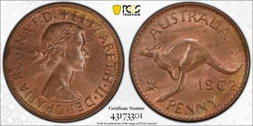 Australia 1962 Perth Penny PCGS MS64RB