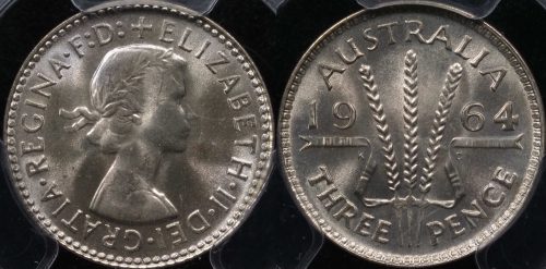 Australia 1964 Threepence PCGS MS66